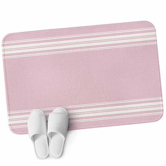 Front Door Mat 15.7"x23.6", Pink Striped Non Slip Backing & Low Profile Doormats, Absorbent Muddy Dirt Trapper Door Mats for Front Back Door Entryway Luxurious White Stripes Modern Abstract Art