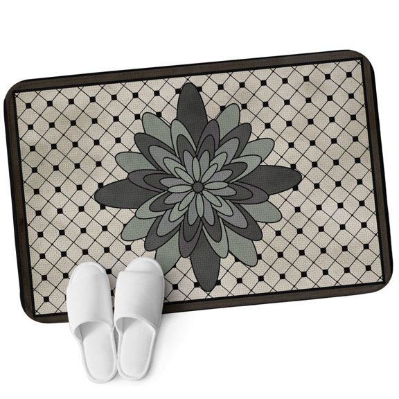 Front Door Mat 15.7"x23.6", Retro Flowers Non Slip Backing & Low Profile Doormats, Absorbent Muddy Dirt Trapper Door Mats for Front Back Door All-Weather Boho Ethnic Retro Abstract Florals Grid