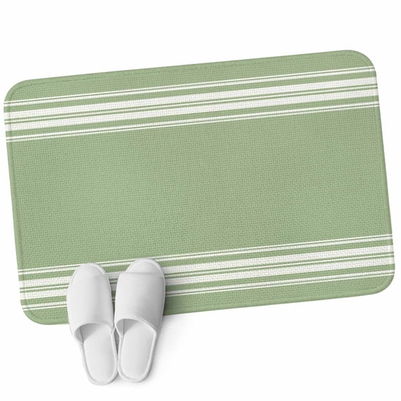 Front Door Mat 15.7"x23.6", Sage Green Non Slip Backing & Low Profile Doormats, Absorbent Muddy Dirt Trapper Door Mats for Front Back Door Entryway All-Weather Farmhouse Sage Green White Striped