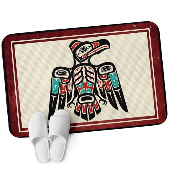 Front Door Mat 15.7"x23.6", Southwestern Tribe Non Slip Backing & Low Profile Doormats, Absorbent Muddy Dirt Trapper Door Mats for Front Back Door All-Weather Farmhouse Birds Chic Traditional Motifs