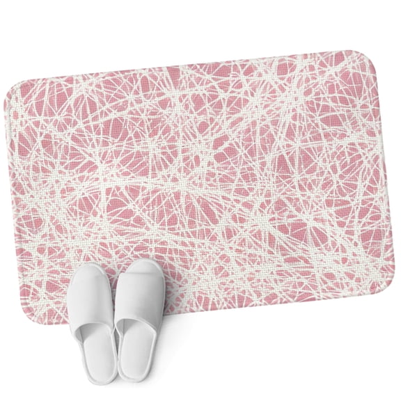 Front Door Mat 15.7"x23.6", Spring Pink Cobweb Non Slip Backing & Low Profile Doormats, Absorbent Muddy Dirt Trapper Door Mats for Front Back Door Entryway All-Weather Abstract Boho Farmhouse Lines