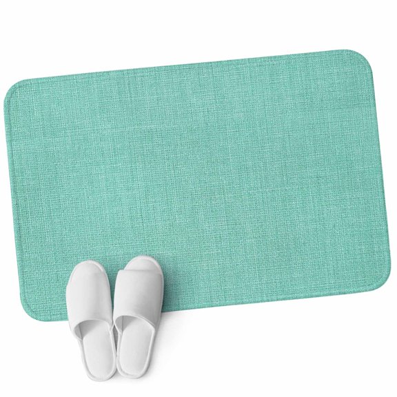 Front Door Mat 15.7"x23.6", Turquoise Burlap Texture Non Slip Backing & Low Profile Doormats, Absorbent Muddy Dirt Trapper Door Mats for Front Back Door Entryway All-Weather Farmhouse Vintage Aqua