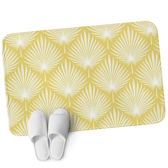 Front Door Mat 15.7"x23.6", Yellow Palm Leaves Non Slip Backing & Low Profile Doormats, Absorbent Muddy Dirt Trapper Door Mats for Front Back Door Entryway All-Weather Boho Summer Tropical Botanical