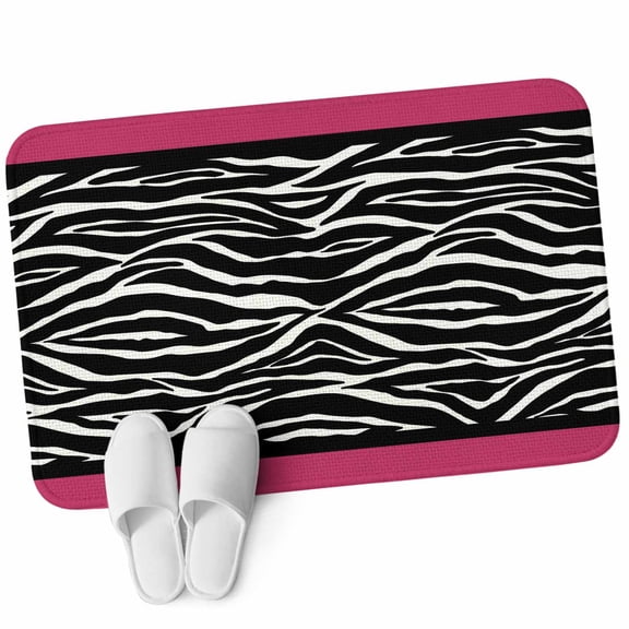 Front Door Mat 15.7"x23.6", Zebra Printed Non Slip Backing & Low Profile Doormats, Absorbent Muddy Dirt Trapper Door Mats for Front Back Door Entryway All-Weather Modern Geometric Balck White Stripes