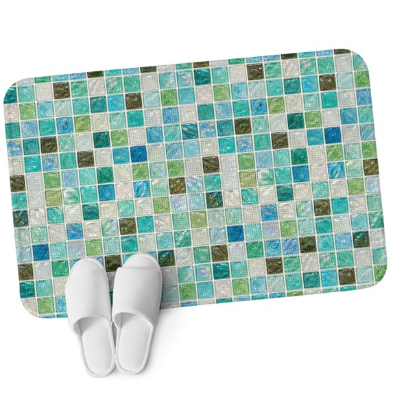 Front Door Mat 19.7"x31.5", Bohemia Geometric Non Slip Backing & Low Profile Doormats, Absorbent Muddy Dirt Trapper Door Mats for Front Back Door Entryway Modern Simple Aesthetic Checkered Green