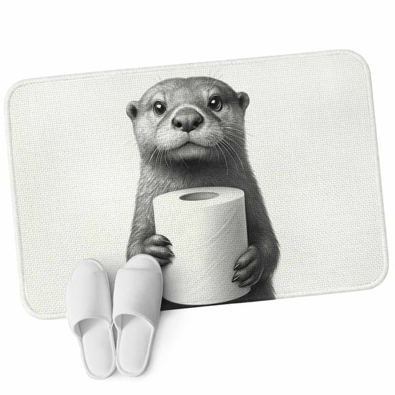 Front Door Mat 19.7"x31.5", Cute Otter Non Slip Backing & Low Profile Doormats, Absorbent Muddy Dirt Trapper Door Mats for Front Back Door Entryway All-Weather Funny Animal with Toilet Paper