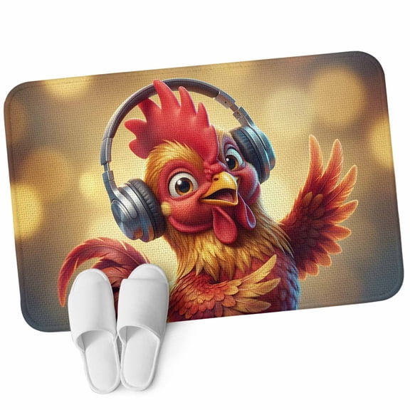 Front Door Mat 19.7"x31.5", Cute Rooster Non Slip Backing & Low Profile Doormats, Absorbent Muddy Dirt Trapper Door Mats for Front Back Door Entryway All-Weather Funny Abstract Animals Print