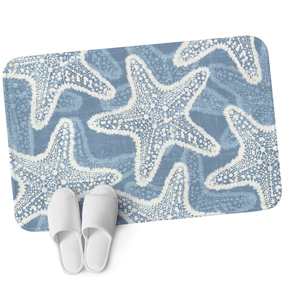 Front Door Mat 19.7"x31.5", Grey Blue Starfish Coastal Non Slip Backing & Low Profile Doormats, Absorbent Muddy Dirt Trapper Door Mats for Front Back Door Entryway All-Weather Nautical Summer Ocean