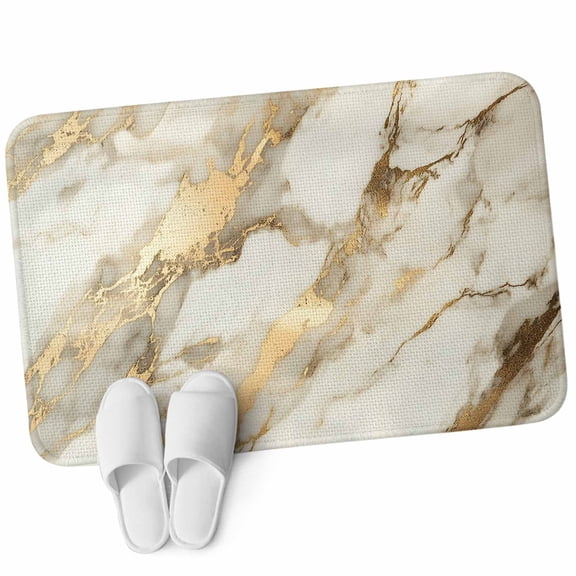 Front Door Mat 19.7"x31.5", Marble Gold Non Slip Backing & Low Profile Doormats, Absorbent Muddy Dirt Trapper Door Mats for Front Back Door Entryway Abstract Luxury Wave Gold Marbling Modern