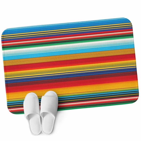 Front Door Mat 19.7"x31.5", Mexican Stripes Non Slip Backing & Low Profile Doormats, Absorbent Muddy Dirt Trapper Door Mats for Front Back Door Entryway Ethnic Horizontal Lines Tribal Geometric Art