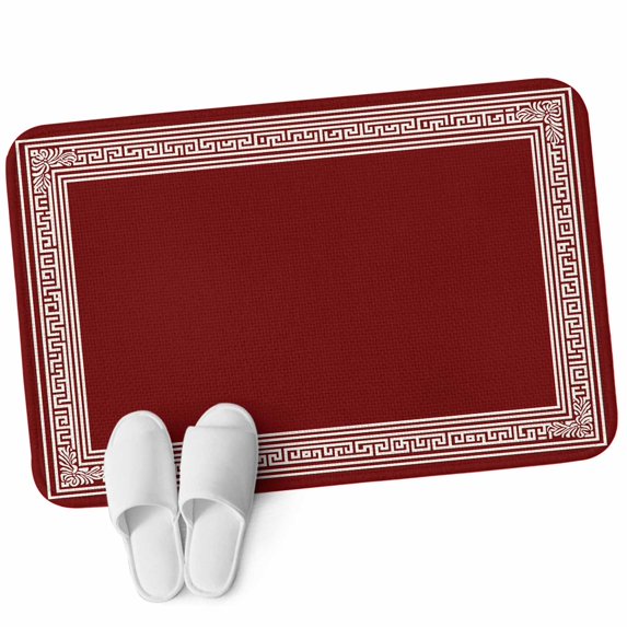 Front Door Mat 19.7"x31.5", Red Geometric Non Slip Backing & Low Profile Doormats, Absorbent Muddy Dirt Trapper Door Mats for Front Back Door Entryway Country Farm Traditional Chinese Tile