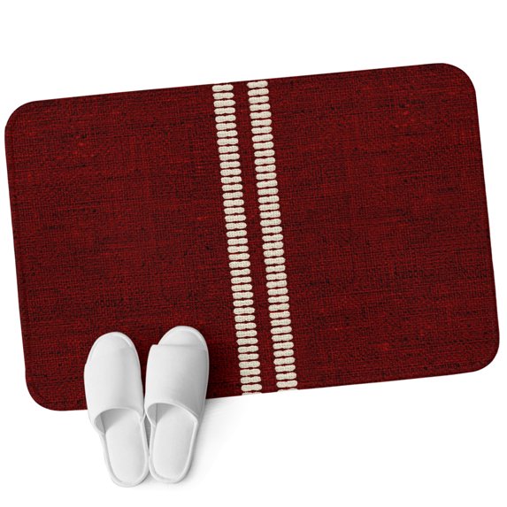 Front Door Mat 19.7"x31.5", Red Striped Non Slip Backing & Low Profile Doormats, Absorbent Muddy Dirt Trapper Door Mats for Front Back Door Entryway Vintage Abstract Vertical Stripes Linen