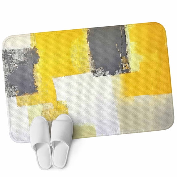 Front Door Mat 19.7"x31.5", Yellow Grey Non Slip Backing & Low Profile Doormats, Absorbent Muddy Dirt Trapper Door Mats for Front Back Door Entryway All-Weather Modern Abstract Oil Painted Geometric