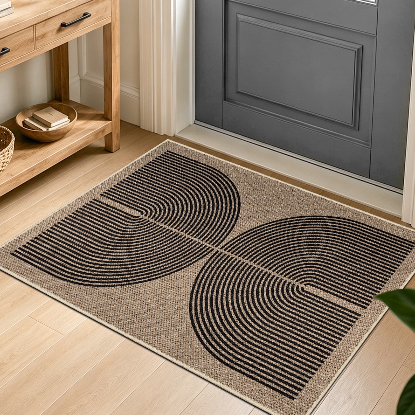 ORGOWEL Front Door Mat 2x3ft Non-Slip Easy Jute Indoor Outdoor Entrance Doormat Washable Absorbent Low Profile Resist Dirt Inside Door Mats for Patio Porch Entryway,Black