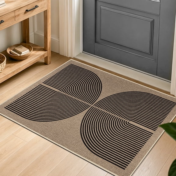 ORGOWEL Front Door Mat 2x3ft Non-Slip Easy Jute Indoor Outdoor Entrance Doormat Washable Absorbent Low Profile Resist Dirt Inside Door Mats for Patio Porch Entryway,Black