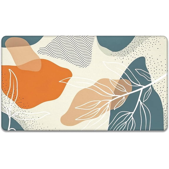 Front Door Mat, 30"x17" Boho Indoor Outdoor Welcome Mat, Heavy Duty Low Profile Anti-Slip Entryway Rug for Home Entrance, Floor, Patio Entry & Mudroom, Minimalism Abstract Leaves Decor Doormat