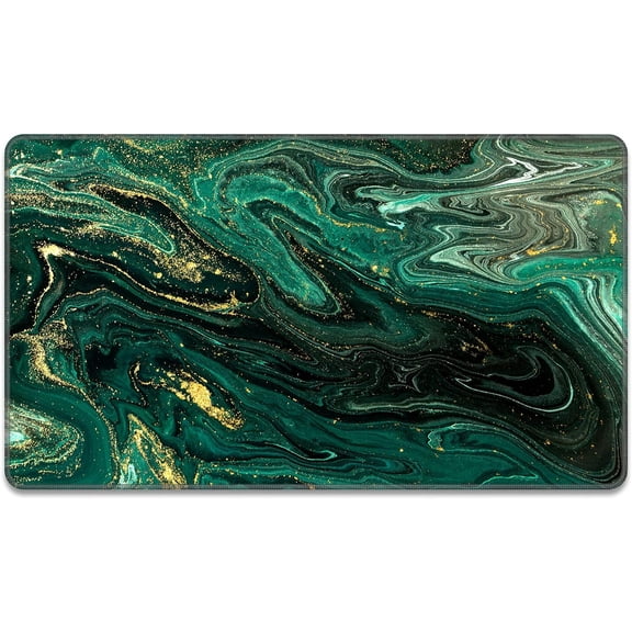 Front Door Mat, 30"x17" Marble Style Indoor Outdoor Welcome Mat, Heavy Duty Low Profile Anti-Slip Entryway Rug for Home Entrance, Floor, Patio Entry & Mud Room, Teal River Marble Decor Doormat