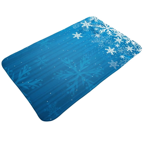 Front Door Mat, Blue Christmas Indoor Mats for Bedroom Bathroom Kitchen, Floor Mat Non-Slip, Soft Carpet Floor Cover Machine Washable Entryway Mat - 20x31.5in