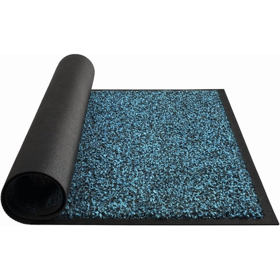 Front Door Mat, Dirt Trapper Welcome Mat for Outdoor Indoor, Non-Slip Waterproof Doormat, Durable Machine Washable Low Profile Entry Rug for Back Door Outside Patio Porch, 60" x 36", Blue