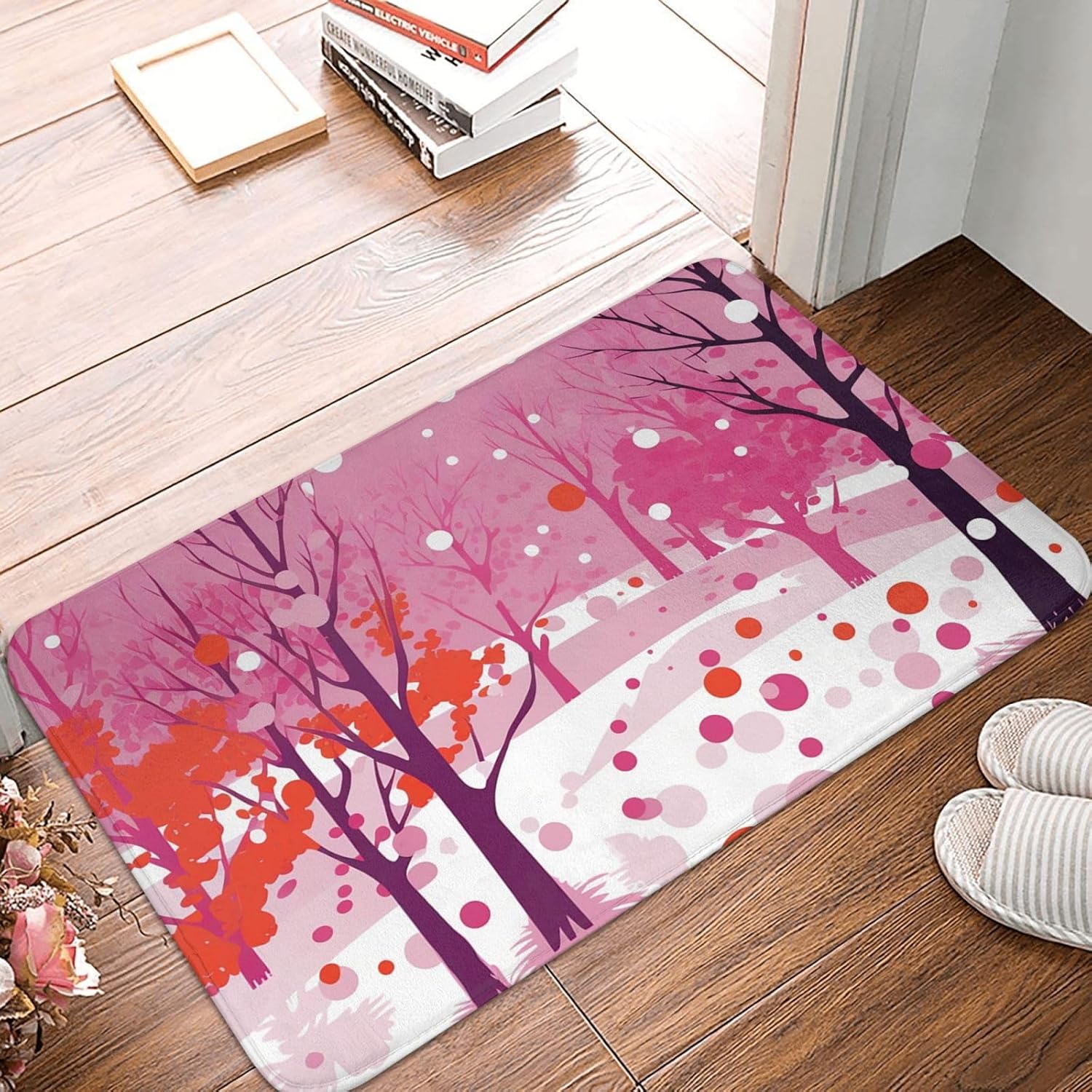 Front Door Mat Entrance Doormat Snow Pattern Mat Washable Non