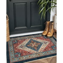 Front Door Mat for Entryway Non Slip, 17x30, Ultra Thin Entry Mats Home Entrance Low Profile, Absorbent Non-Shedding Doormat for Inside House, Garage, Patio, Navy