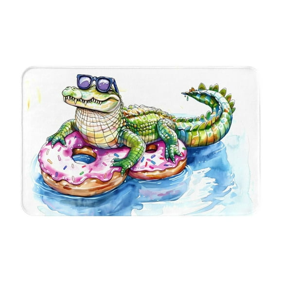 Front Door Mat Indoor Entrance, Alligator Donut Pool Float 31.5x20 Non-Slip Washable Entryway Rug Easy To Clean Welcome Mat For Front Door Mat, Back Door, Shoe Scraper