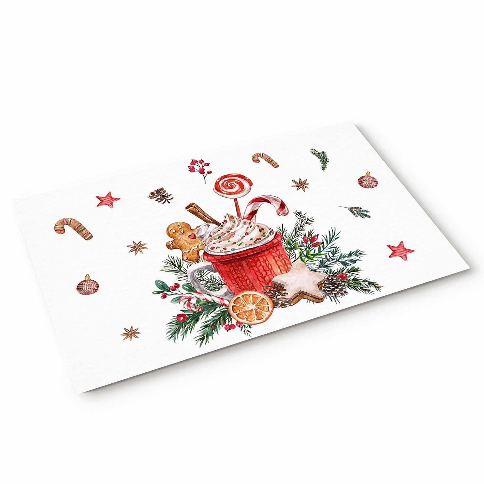 Front Door Mat Indoor Entrance, Christmas Gingerbread Man Coffee