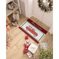 Front Door Mat Indoor Entrance, Christmas Red Buffalo Plaid Snowflake