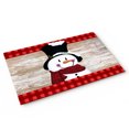 Front Door Mat Indoor Entrance, Cute Christmas Snowman on Rustic Wooden