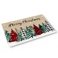 Front Door Mat Indoor Entrance, Red Christmas Snowflake Xmas Tree Non