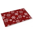 Front Door Mat Indoor Entrance, Winter Christmas Snowflake Red Non Slip