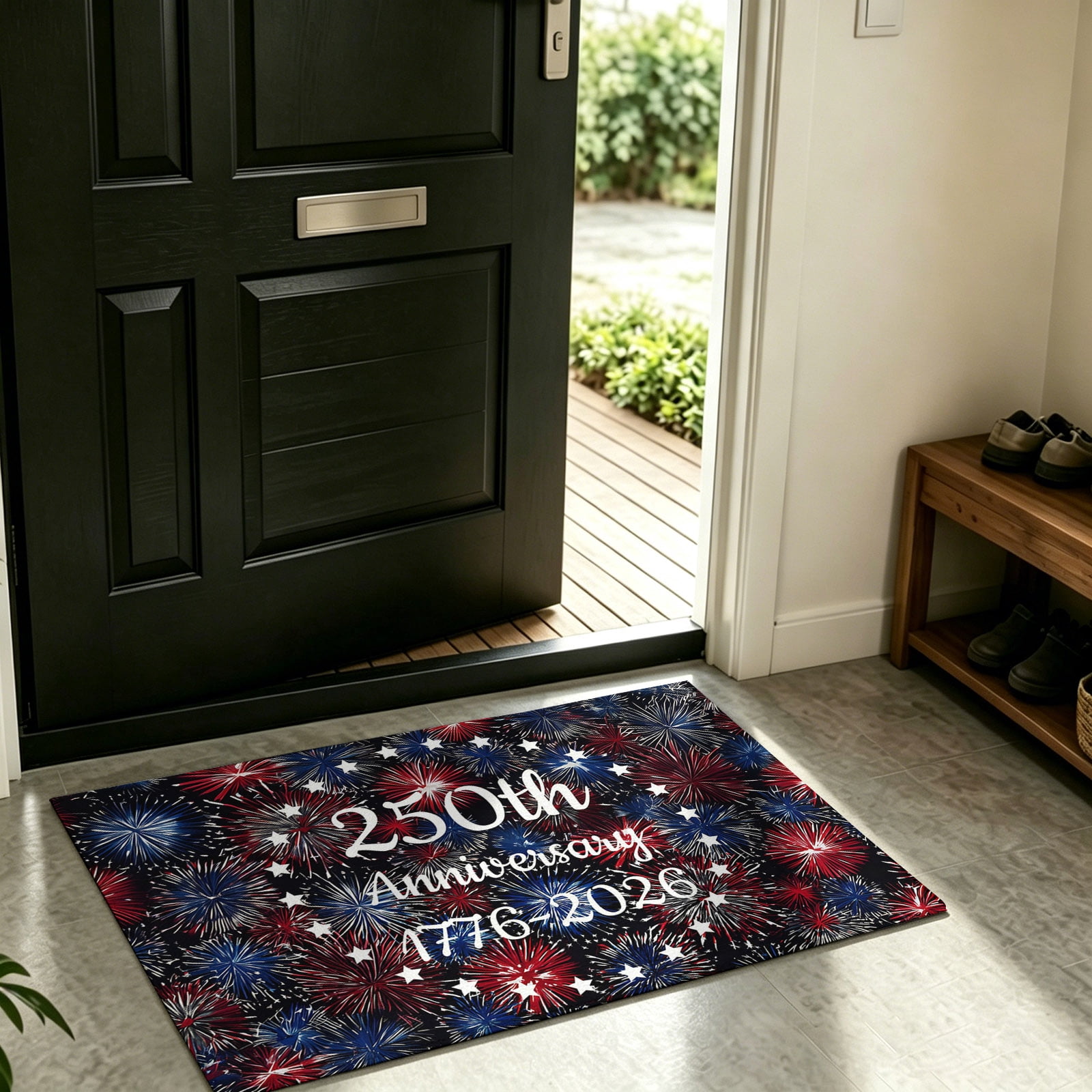 Front Door Mat Indoor Outdoor 4th of July America Anniversary Non-Slip ...