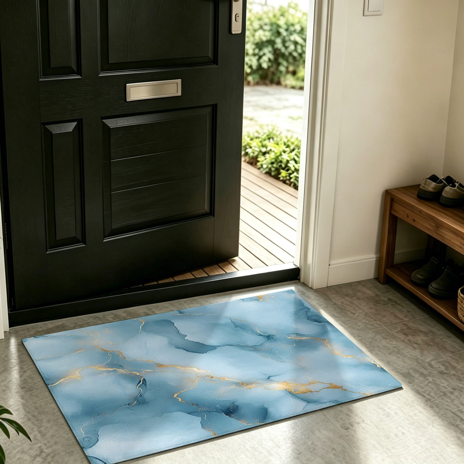 Front Door Mat Indoor Outdoor Abstract Gradient Marble Texture Non-Slip ...