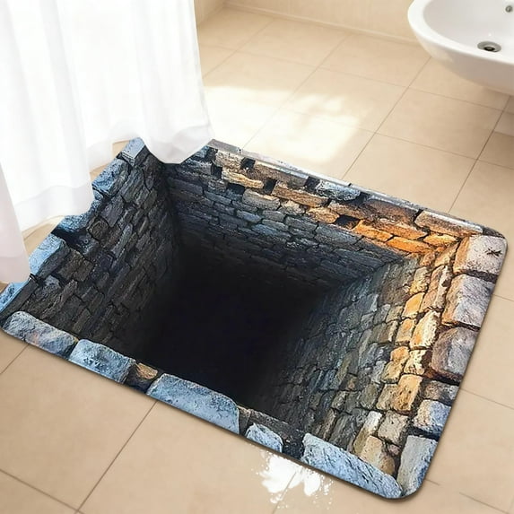 Front Door Mat Indoor Outdoor Entrance, 3D Optical Illusion All-Weather Doormat, Optical Illusion Rug Ground Crack Illusion Rug 3D Rugs, Easy Clean Patio Porch Entryway Mat,Linen Material
