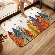 Front Door Mat Indoor Outdoor,Orange Blue Trees Fall Absorbent Doormat,Maple Leaf Botanical Thanksgiving Non-Slip Welcome Entrance Rug for Home Entryway,High Traffic Floor Mat 15.7''x23.6''