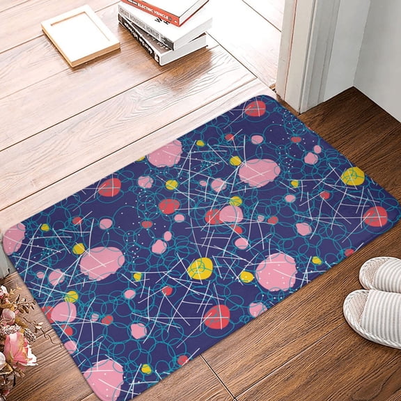 Front Door Mat Indoor Outdoor Outside Entrance - 16*24in Washable Abstract Circles Bubbles Pebbles Stones Thin Bathroom Rugs Fit Under Door, Bath Rugs for Bathroom, Kitchen Rugs Mats for Floor