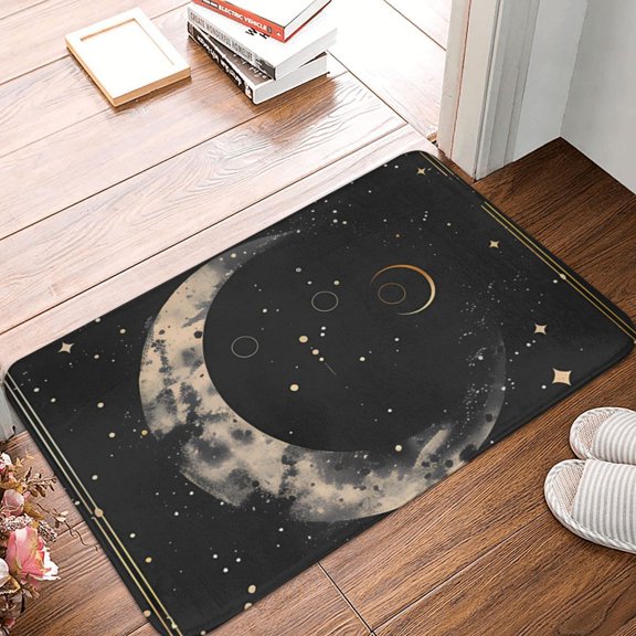 Front Door Mat Indoor Outdoor Outside Entrance - 16*24in Washable Abstract Starry Sky Moon Thin Bathroom Rugs Fit Under Door, Bath Rugs for Bathroom, Kitchen Rugs Mats for Floor