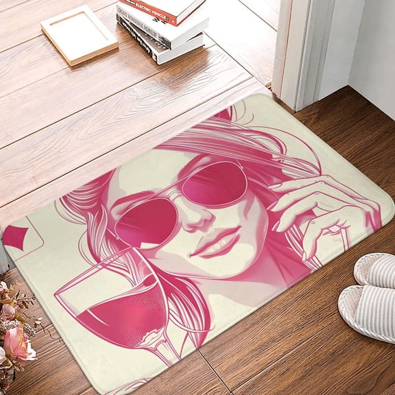 Front Door Mat Indoor Outdoor Outside Entrance - 16*24in Washable Ace Of Diamonds Lady Thin Bathroom Rugs Fit Under Door, Bath Rugs for Bathroom, Kitchen Rugs Mats for Floor