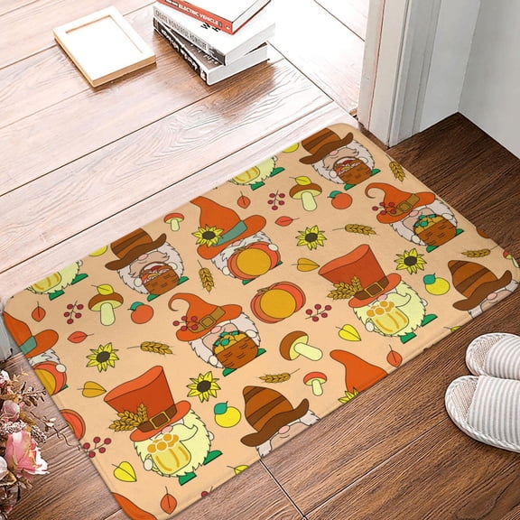 Front Door Mat Indoor Outdoor Outside Entrance - 16*24in Washable Autumn Gnomes Thin Bathroom Rugs Fit Under Door, Bath Rugs for Bathroom, Kitchen Rugs Mats for Floor