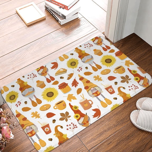 Front Door Mat Indoor Outdoor Outside Entrance - 16*24in Washable Autumn Harvest Gnomes Thin Bathroom Rugs Fit Under Door, Bath Rugs for Bathroom, Kitchen Rugs Mats for Floor
