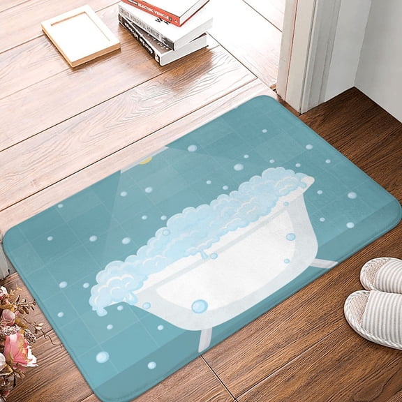 Front Door Mat Indoor Outdoor Outside Entrance - 16*24in Washable Bathtub With Soap Bubbles Thin Bathroom Rugs Fit Under Door, Bath Rugs for Bathroom, Kitchen Rugs Mats for Floor