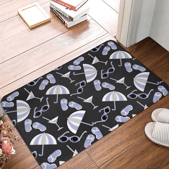 Front Door Mat Indoor Outdoor Outside Entrance - 16*24in Washable Beach Stuff Pattern Thin Bathroom Rugs Fit Under Door, Bath Rugs for Bathroom, Kitchen Rugs Mats for Floor