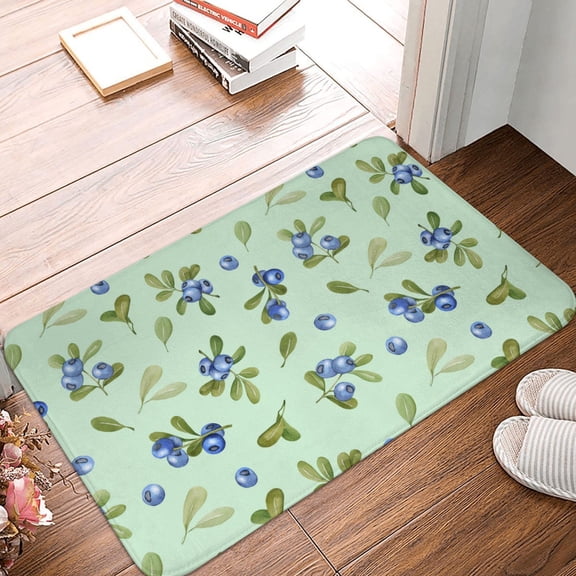 Front Door Mat Indoor Outdoor Outside Entrance - 16*24in Washable Blueberry Berry Print Thin Bathroom Rugs Fit Under Door, Bath Rugs for Bathroom, Kitchen Rugs Mats for Floor