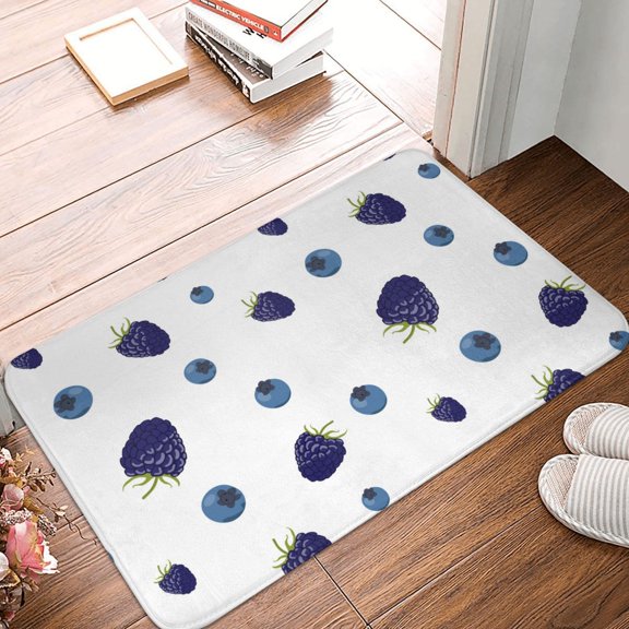 Front Door Mat Indoor Outdoor Outside Entrance - 16*24in Washable Blueberry Print Berries Thin Bathroom Rugs Fit Under Door, Bath Rugs for Bathroom, Kitchen Rugs Mats for Floor
