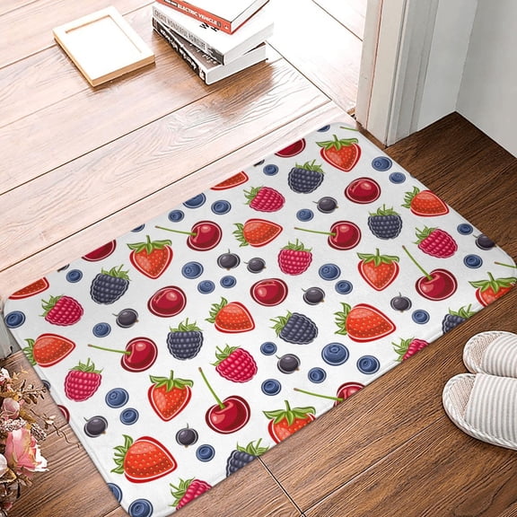 Front Door Mat Indoor Outdoor Outside Entrance - 16*24in Washable Blueberry Print Berry Thin Bathroom Rugs Fit Under Door, Bath Rugs for Bathroom, Kitchen Rugs Mats for Floor
