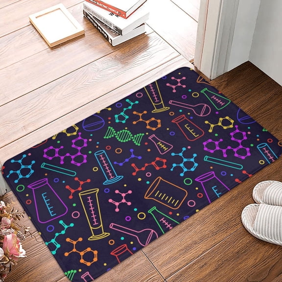 Front Door Mat Indoor Outdoor Outside Entrance - 16*24in Washable Chemistry Science Thin Bathroom Rugs Fit Under Door, Bath Rugs for Bathroom, Kitchen Rugs Mats for Floor