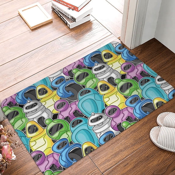Front Door Mat Indoor Outdoor Outside Entrance - 16*24in Washable Color Robot Thin Bathroom Rugs Fit Under Door, Bath Rugs for Bathroom, Kitchen Rugs Mats for Floor