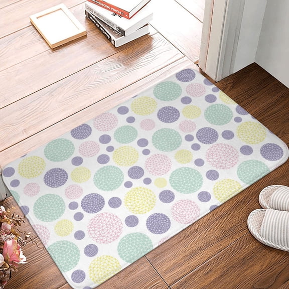 Front Door Mat Indoor Outdoor Outside Entrance - 16*24in Washable Colorful Spotty Circular Thin Bathroom Rugs Fit Under Door, Bath Rugs for Bathroom, Kitchen Rugs Mats for Floor