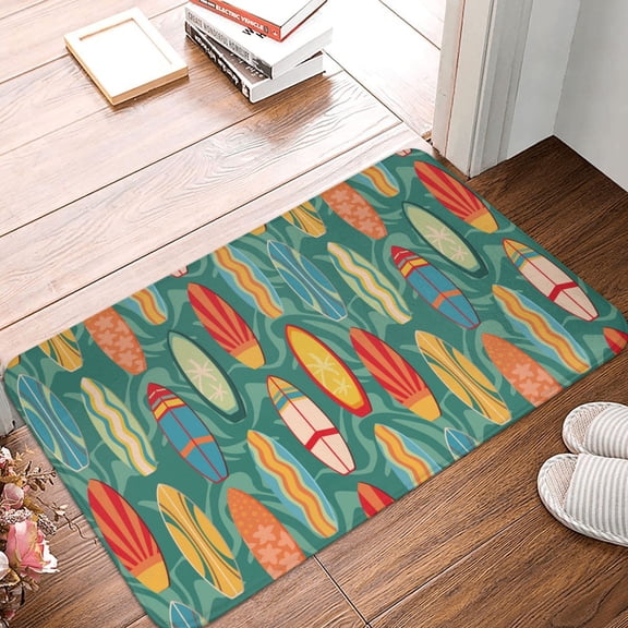 Front Door Mat Indoor Outdoor Outside Entrance - 16*24in Washable Colorful Surf Boards Thin Bathroom Rugs Fit Under Door, Bath Rugs for Bathroom, Kitchen Rugs Mats for Floor