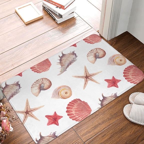 Front Door Mat Indoor Outdoor Outside Entrance - 16*24in Washable Conch Shells Print No.903 Thin Bathroom Rugs Fit Under Door, Bath Rugs for Bathroom, Kitchen Rugs Mats for Floor